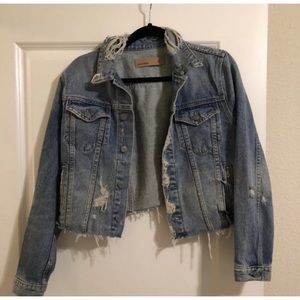 GRLFRND distressed design CARA CROP DEM JACKET/ M